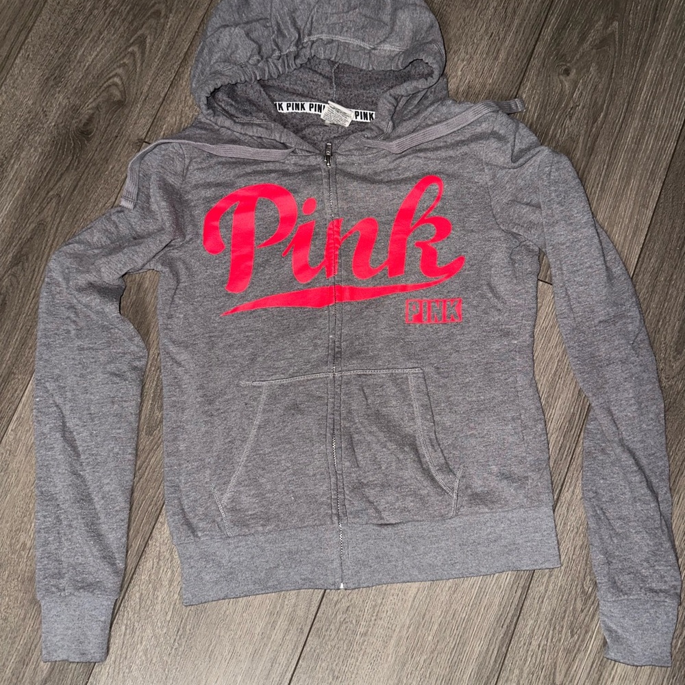 Victoria's Secret PINK Heather Gray Sweatshirt with Bold Pink Accents
